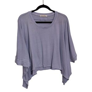 We The Free Small Blue CC Tee Cropped Top Boho Oversized Baggy Beach Cotton